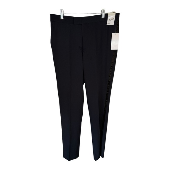 NORDSTROM Navy Trim Fit Stretch Wool Tuxedo Dress Pants Size 38W NWT - Picture 4 of 9